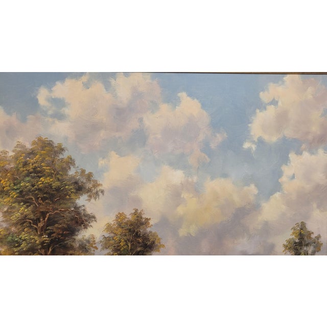 1990s 1990s Large and Beautiful Oil Painting of a Country Road For Sale - Image 5 of 12
