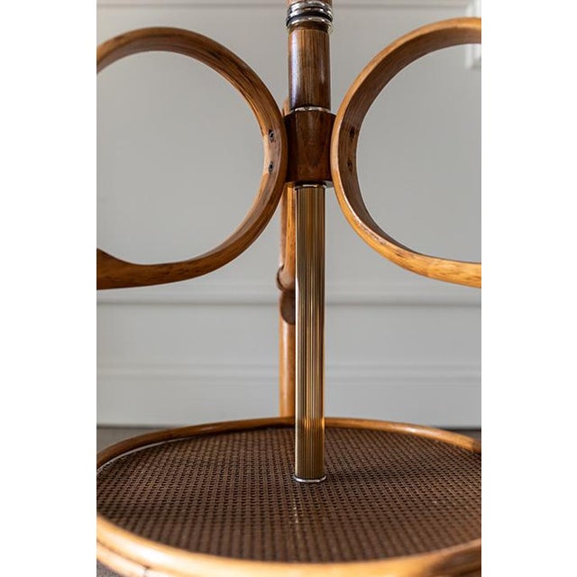 1960s Italian Bamboo and Rattan Floor Lamp With Integrated Table – Louis Sognot Style For Sale - Image 10 of 16
