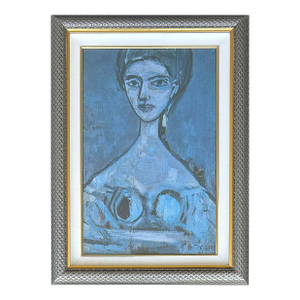 1960s Rene Portocarrero Print of a Portrait of a Woman Titled "Flora", Framed W/Glass