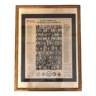 1980s Framed "Black American Generals & Admirals" Educational Art Poster For Sale