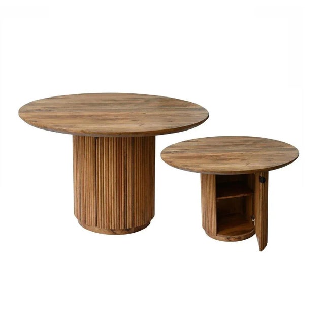 The Iravelle Wood and Marble Top Dining Table by LOOMLAN is a stunning addition to any dining space. Its round shape and...