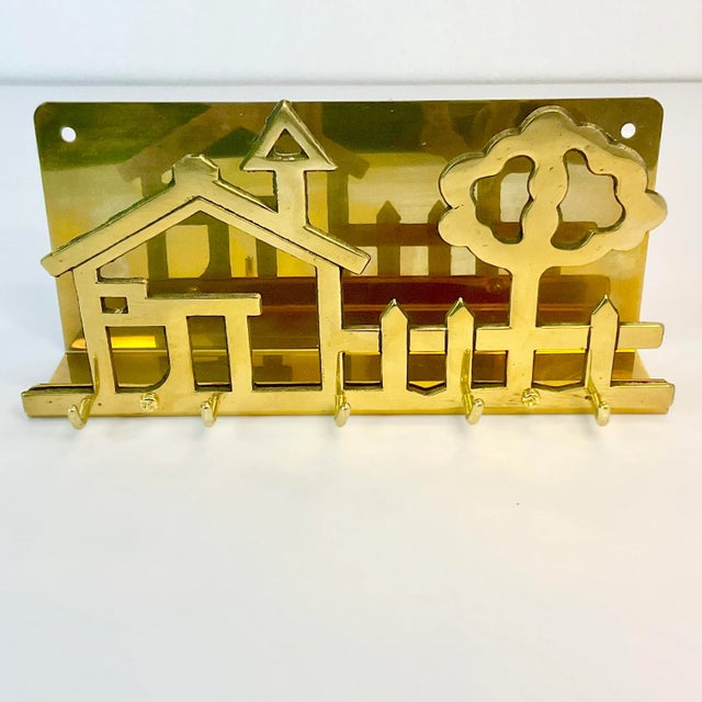 Mid 20th Century Mid-Century Americana Boho Chic Brass Letter Holder & Key Hook For Sale - Image 5 of 9
