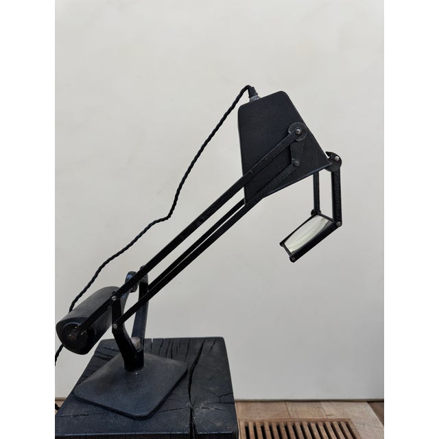 English 1940s Hadrill & Horstmann 'Pluslite' Counterbalance Lamp With Magnifying Glass For Sale - Image 3 of 12