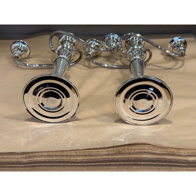Gorham Silver Co. Antique 3-Light Sterling Silver Candlesticks For Sale - Image 4 of 10