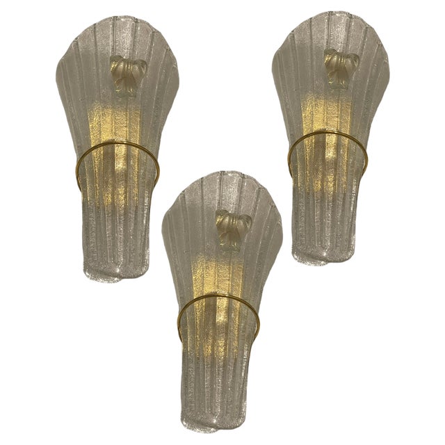Large Venetian Murano Glass Sconces, 2006, Set of 3 For Sale