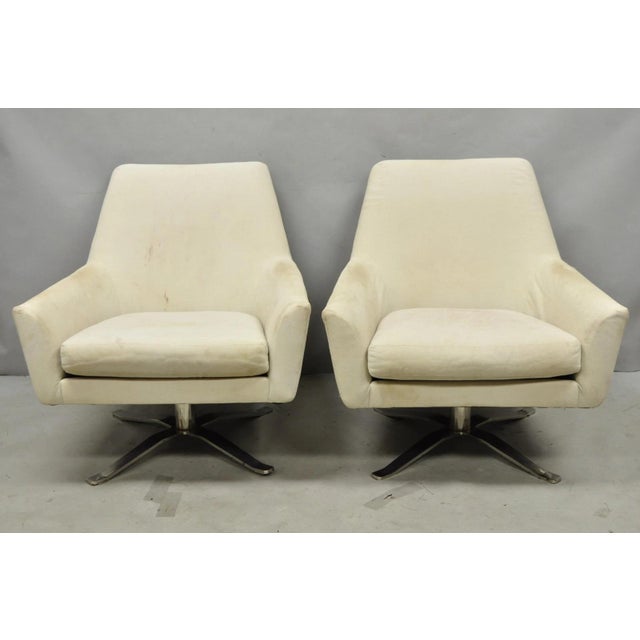 West Elm Lucas Healthcare Swivel Chrome Base Modern Lounge Arm Chair - A Pair For Sale - Image 17 of 17