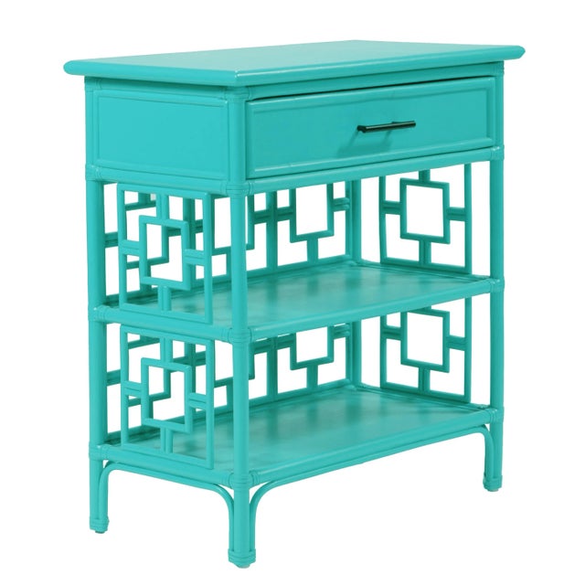 Coastal Sobe End Table - Turquoise For Sale - Image 3 of 3