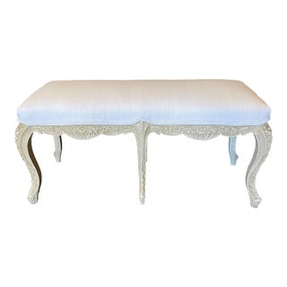 French 19th Century Carved Louis XV Bench or Window Seat With Original Paint For Sale