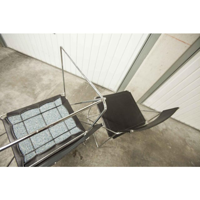 Minimalist Leather Chairs X Line attributed to Niels Jorgen Haugesen for Hybodan, 1970s, Set of 3 For Sale - Image 9 of 18