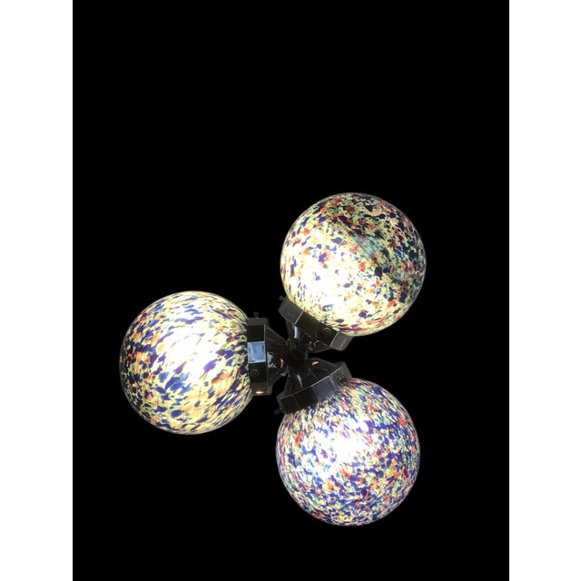 Art Deco Three Sphere Chandelier in Hand-Blown Millefiori Glass and Chrome from Murano, 1930s For Sale - Image 9 of 9