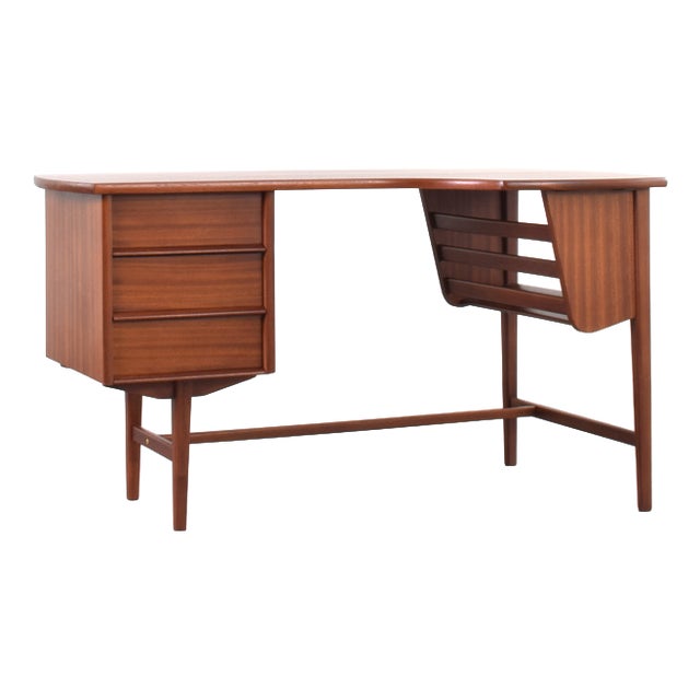 Mid-Century Modern Kidney-Shaped Teak Desk, Denmark, 1960s For Sale