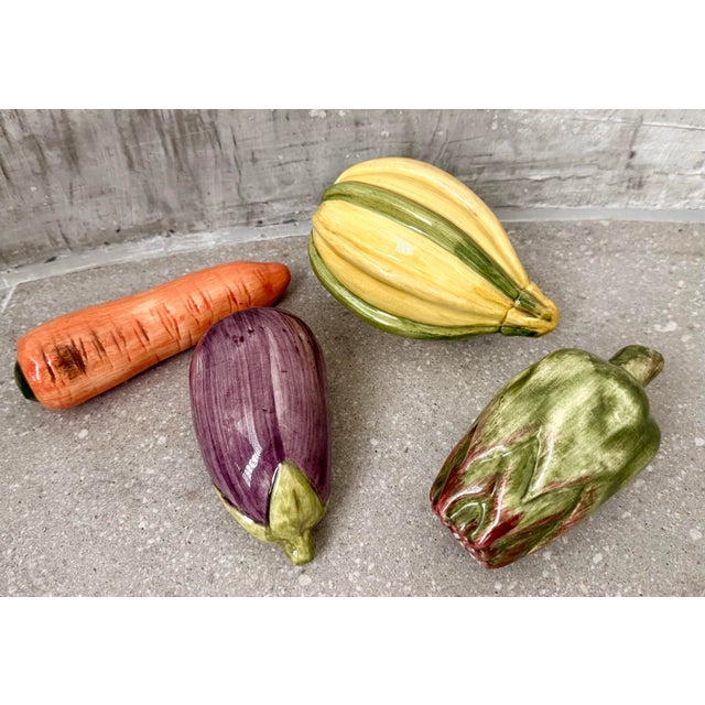 Vintage Majolica Style Hand-Painted Ceramic Fruit, Late 20th Century- Set of 4 For Sale - Image 10 of 12