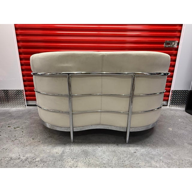 1980s Italian Leather Loveseat For Sale - Image 4 of 5