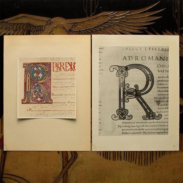 1940s 1949 Letter R From "A Gradual of Albi", First Edition Vintage Full Color Lithograph For Sale - Image 5 of 8