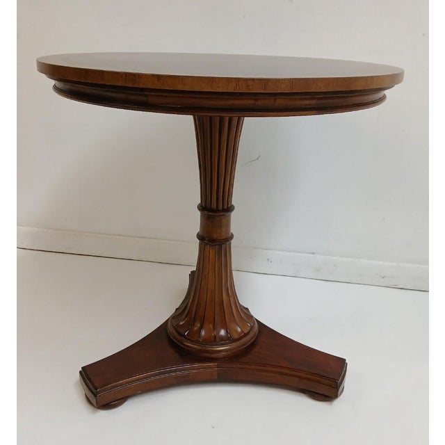 1990s Ethan Allen Townhouse Round Pedestal End Table For Sale - Image 10 of 12