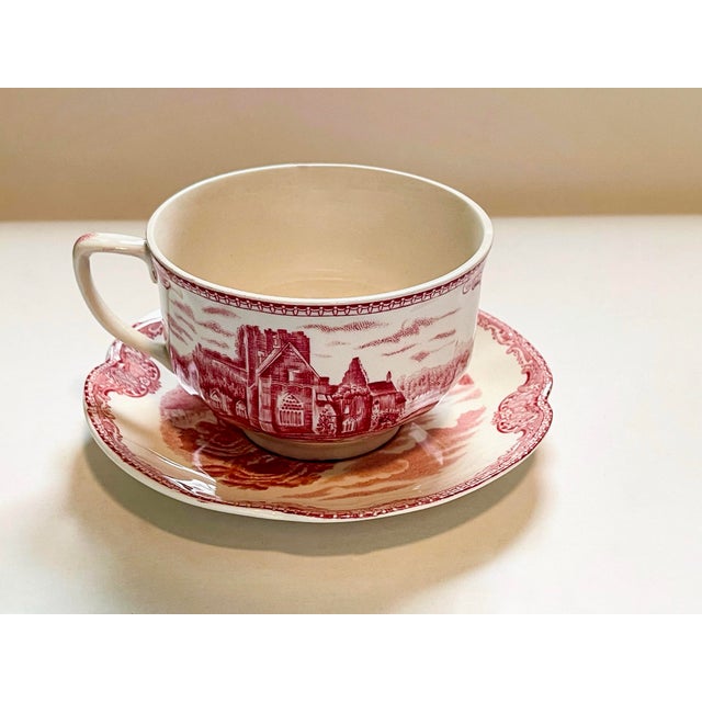 Antique Johnson Brothers Red Transfer-Ware Cup & Saucer- A Pair For Sale - Image 11 of 12