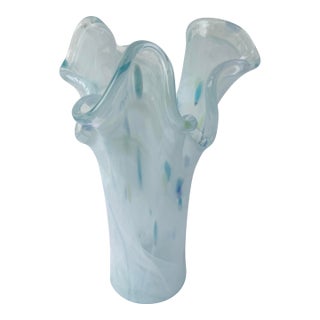 Italian Hand-Blown Art Glass Vase Made in the Murano Tradition For Sale