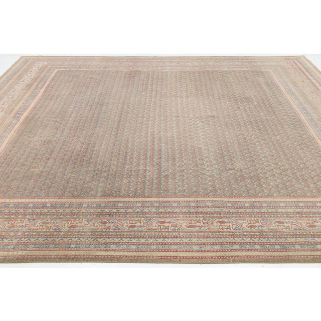 Antique Tabriz Style Wool Rug With Geometric Pattern in Subtle Earth Tones For Sale In New York - Image 6 of 11