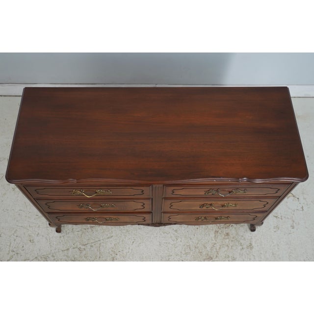 Vintage French Country Walnut Finish Low Dresser For Sale In Philadelphia - Image 6 of 17