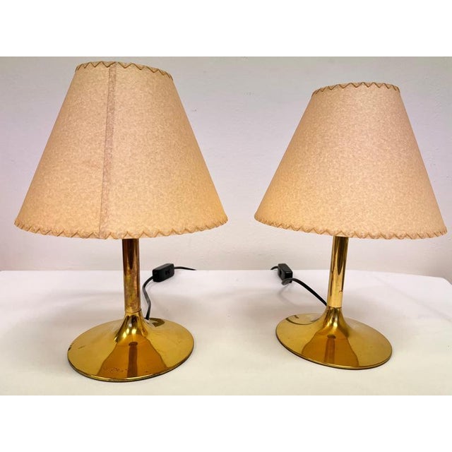 1970s Mid-Century Brass Table Lamps attributed to Temde, 1970s, Set of 2 For Sale - Image 5 of 8