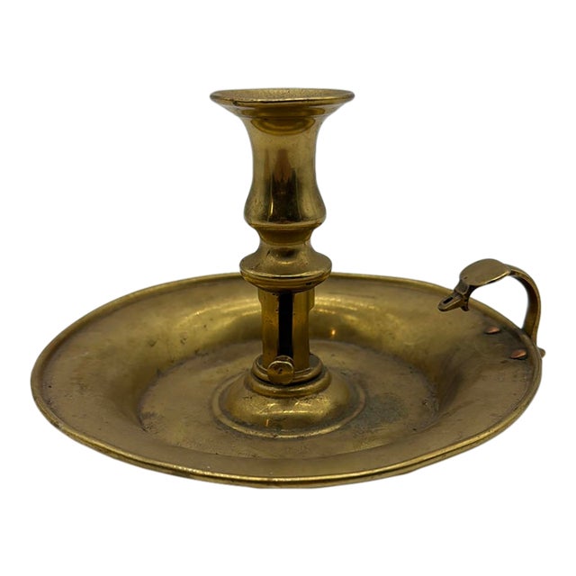 Antique Brass Push-Up Chamberstick, Probably English, Early to Mid 19th Century For Sale