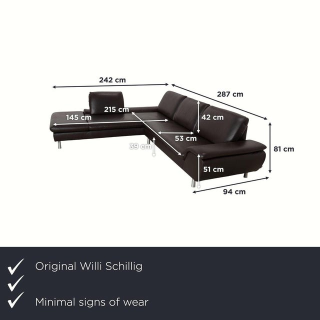 Willi Schillig Loop leather corner sofa in dark brown, with manual reclining function. I have official proof of...