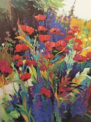 Mary Jane Schmidt "Poppies and Lavender" Signed Numbered Floral Art Print
