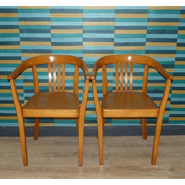 Mid-Century Modern Bauhaus Wooden Desk Armchair in the style of Gropius, 1940s-1950s For Sale - Image 3 of 14