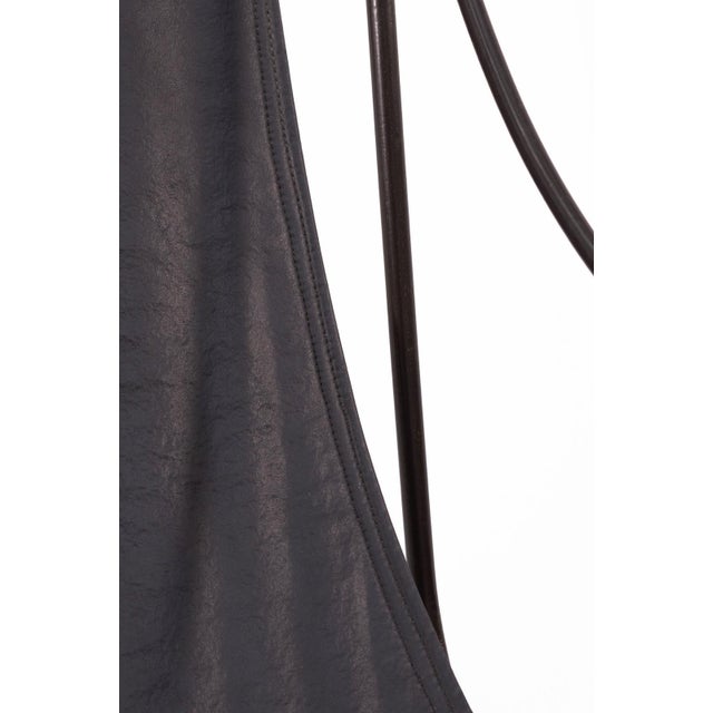 Metal David Hicks Campache Style Wrought Iron and Leather Sling Back Chair For Sale - Image 7 of 8