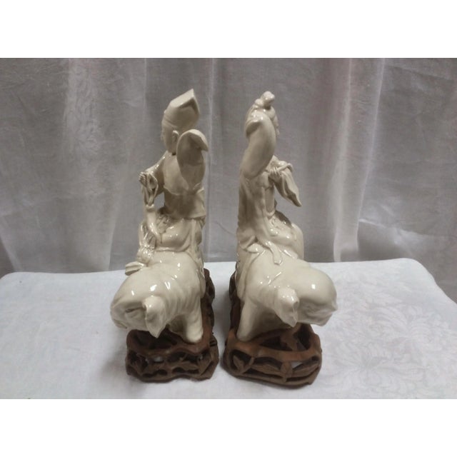 Antique Chinese Blanc De Chine Porcelain Figures - a Pair For Sale - Image 4 of 11