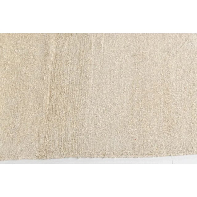 Boho Chic Turkish Handwoven Hemp Kilim Runner Rug in White For Sale - Image 3 of 11