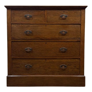 Early 20th Century Antique English Edwardian Oak Chest of Drawers For Sale