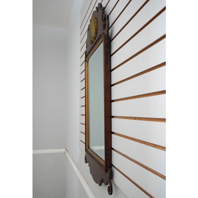 Age: Approx. 25 Years Old Details: Nice Figural Mahogany Frame Gold Highlights w. Green “Patina” Beveled Glass Quality...