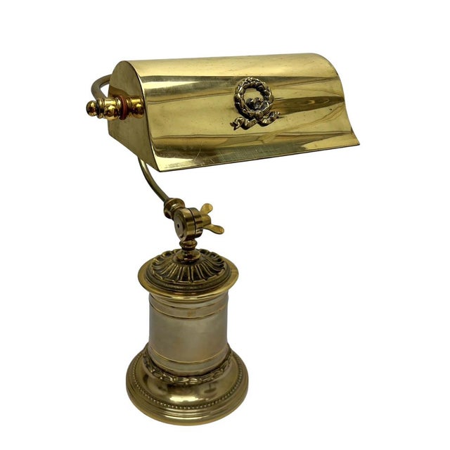 French Adjustable Bankers Desk Lamp in Brass, 1960s For Sale - Image 16 of 17