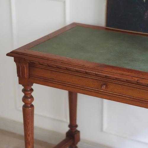 Small Antique Desk or Console Table with Green Leather Top, 1890s For Sale - Image 4 of 18