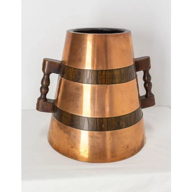 Spanish Copper and Oak Herrade Basque Water Holder, 1960s For Sale - Image 4 of 8