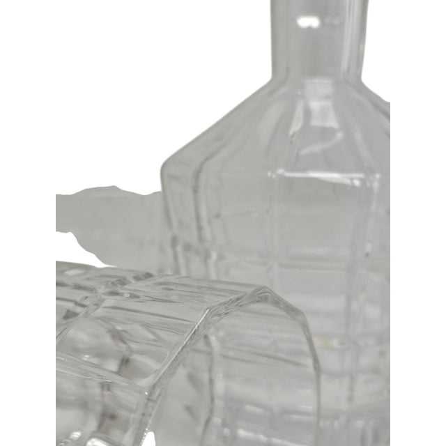 Glass Whiskey Decanter and Glass Set, 1950s, Set of 5 For Sale - Image 3 of 9