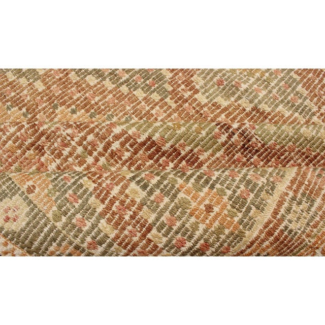 Embroidered Flatweave Kilim Rug From Turkey in Repeating Diamond Design For Sale - Image 11 of 13