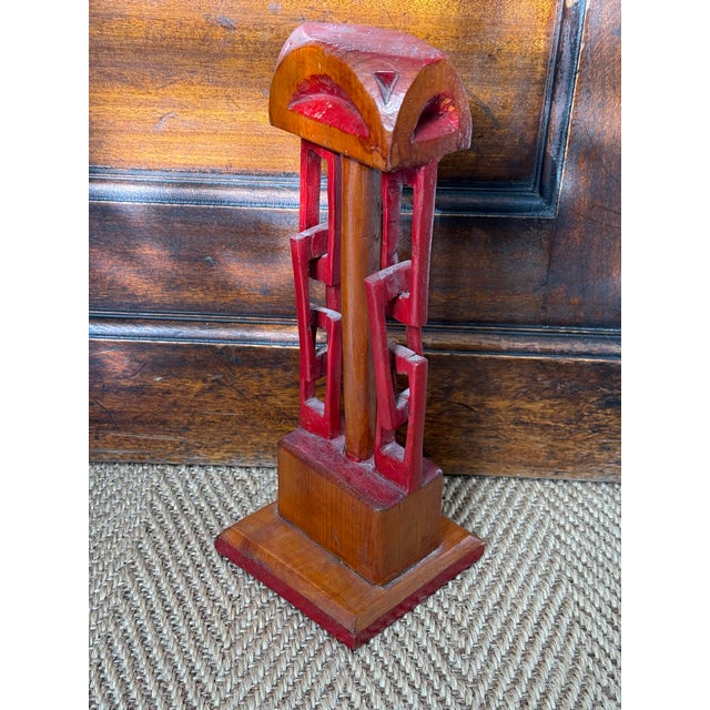 American Folk Art Red Painted Wood Chain Link Whimsy For Sale - Image 15 of 15
