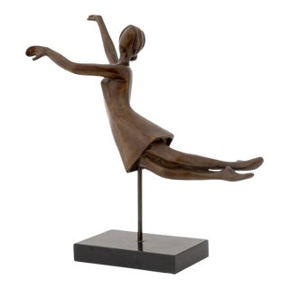 Tanya Poust Stylized Figure Patinated Bronze For Sale