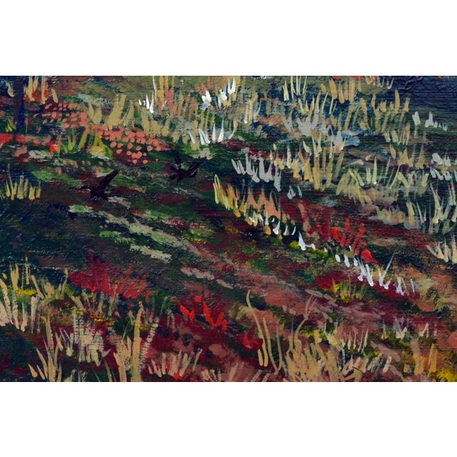 Red Vintage Landscape -- Blooming Wildflower Field by Connie Jean Fielding For Sale - Image 8 of 9