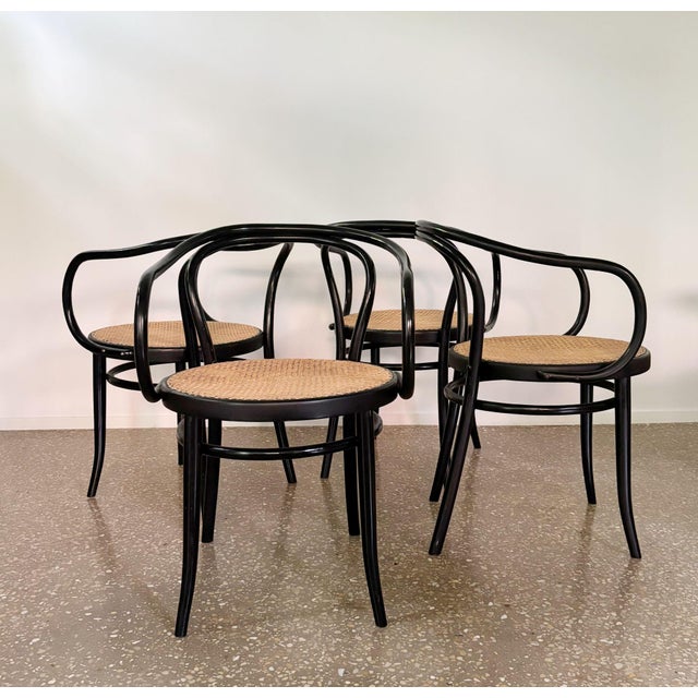 Beautiful set of 4 armchairs known as model 209 or the wiener stühl. Designed by j&j kohn/ thonet around 1900. This set...