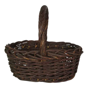 Large Vintage Woven Willow Reed Gathering Harvest Basket With Handle