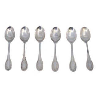 Silver Coffee Spoons with Reliefs on the Handles, Set of 6 For Sale