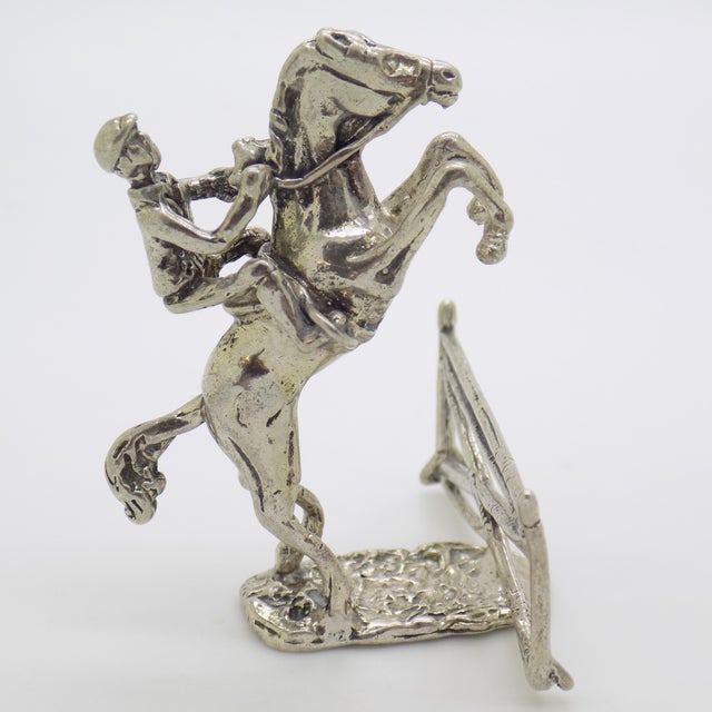 Metal Vintage Italian Handmade Genuine Silver Show Jump Horse Figurine, 1970s For Sale - Image 7 of 12