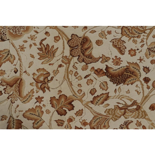 Rug & Kilim’s Tudor Style Rug in White & Cream With Beige-Brown Floral Patterns For Sale In New York - Image 6 of 7