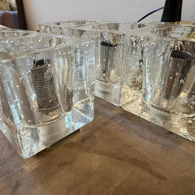 Mid-Century Modern Two 1960s Mid-Century Modern Heavy Murano Glass Italian Wall Sconces by Sciolari For Sale - Image 3 of 18
