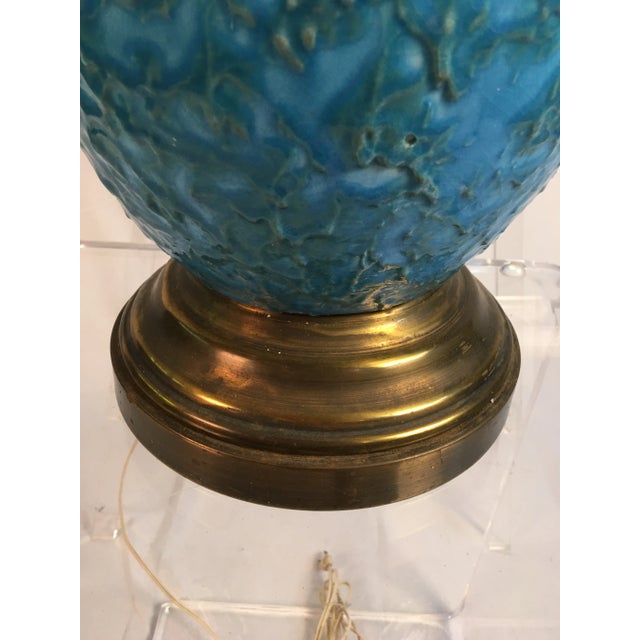 Mid-Century Modern 1960s Large Mid-Century Turquoise Lamp For Sale - Image 3 of 9
