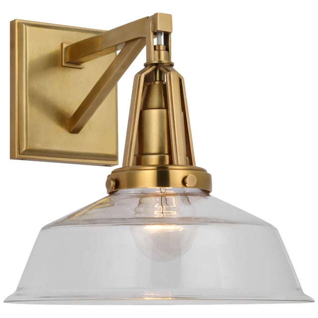 Layton 10" Sconce in Antique-Burnished Brass with Clear Glass Designer: Chapman & Myers Height: 10.25" Extension: 11.5"...