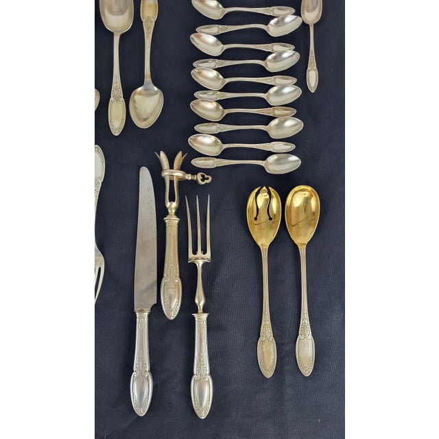 Antique Silver-Plated Flatware Set by Maison Ercuis, 1890s, Set of 61 For Sale - Image 4 of 14